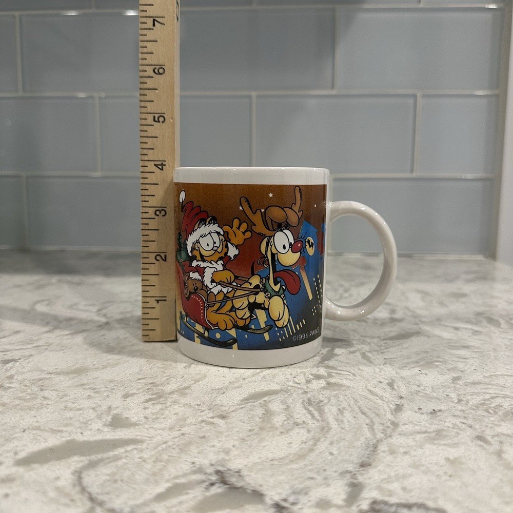 Vintage Garfield as Santa & Odie as Reindeer PAWS 1996 Christmas Mug Jim Davis - Picture 7 of 7
